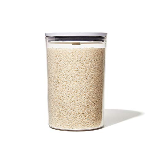 OXO Good Grips Round POP Container  Large (5.2 Qt) for flour, sugar, cereal and more | Airtight Food Storage | BPA Free | Dishwasher Safe | Clear Body