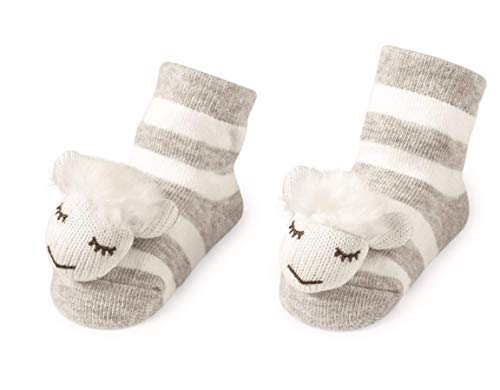 Mud Pie Sheep Striped Baby Socks, 0-12 months