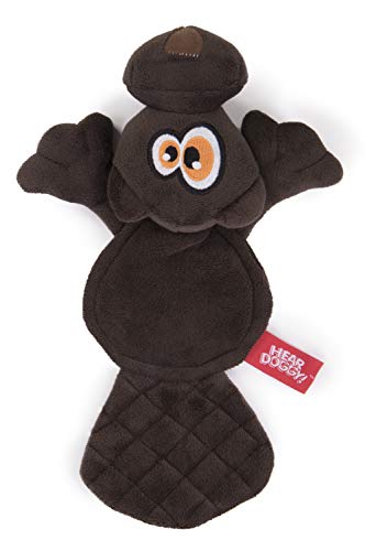 Worldwise Hear Doggy Flattie Brown Beaver Ultrasonic Silent Squeaker Dog Toy