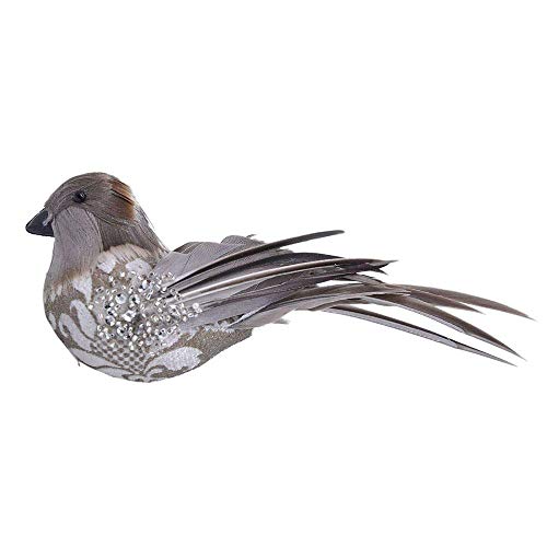 Kurt Adler 2.75-inch Grey Bird with Silver Glitter Ornament