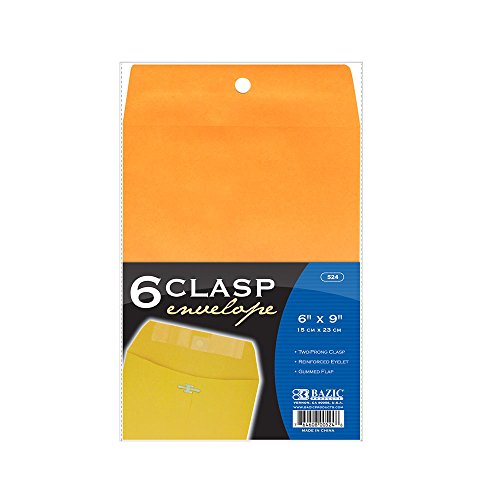 BAZIC 6" X 9" Clasp Envelope (6/Pack)