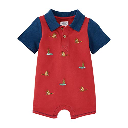 Mud Pie Schiffli Mallard Duck Shortall, 3-6 Months