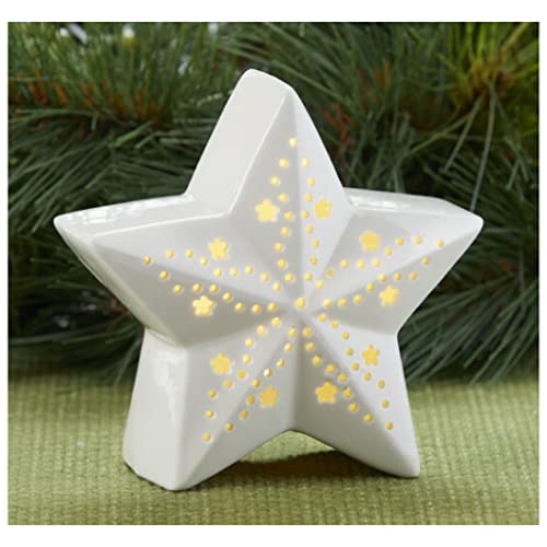 Delton White Porcelain LED Star, 4.70-inch Width