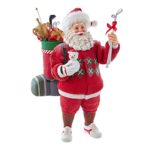 Kurt Adler Adler Fabrich√© Golf Table Piece Santa, 10.5-Inches, Multi-Colored