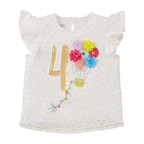 Mud Pie Baby Girl Birthday Shirt, 4, 4T, Cotton