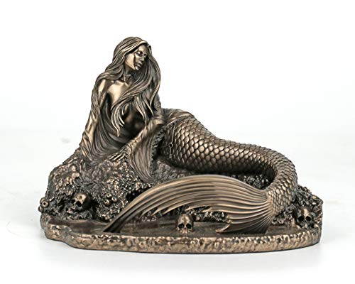 Unicorn Studio Veronese Design 5 7/8 Inch Sirens Lament by Anne Stokes Cold Cast Resin Bronze Finish Mermaid Statue Home Decor