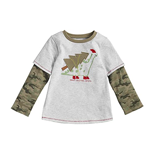 Mud Pie Baby Boys' Dino Camo Christmas Tee, Dinosaur, 4T-5T