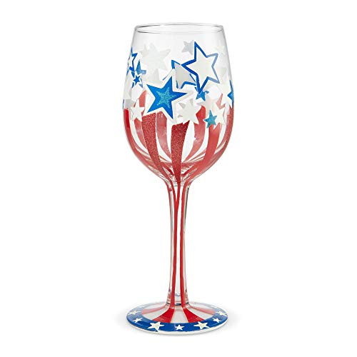 Enesco Lolita Wine Glass Land of the Free, 15 oz, Multicolor