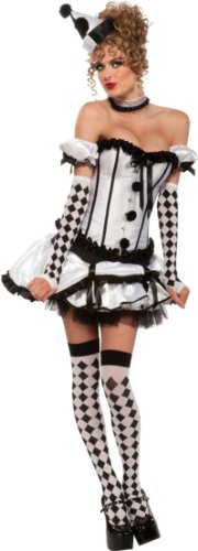 Rubie's Secret Wishes Women's Deluxe Harlequin Corset Costume, Black/White, Large
