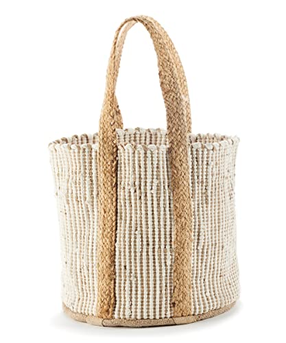 Giftcraft 094539 Cotton & Jute Basket, 20 inch, Cotton