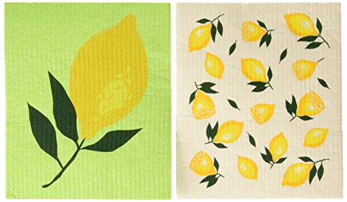 Abbott Collection  84-ASD-AB-12 S/2 Lemon Dish Cloth-6.5x8 L, Multi-Color