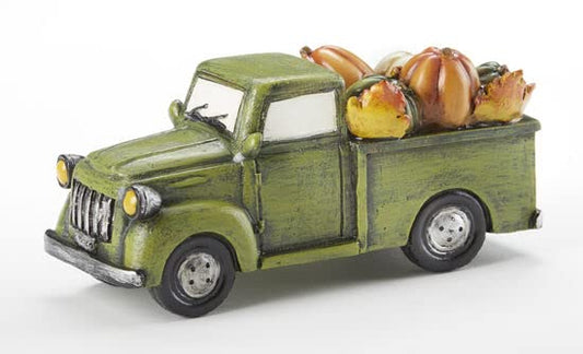 Delton Harvest Pumpkin Truck, 6.1-inch Width, Resin, Green