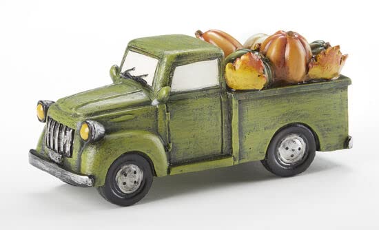 Delton Harvest Pumpkin Truck, 6.1-inch Width, Resin, Green