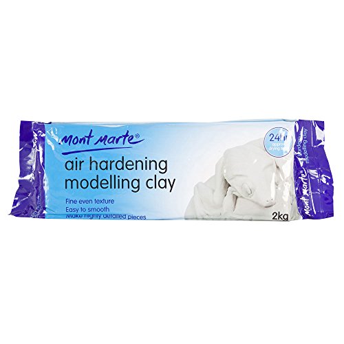 Mont Marte White Air Hardening Modeling Clay, 2kg (4.4lb). Approximate 24 Hour Drying Time. Easy to Smooth and Knead. Suitable for a Variety of Sculpting Projects.