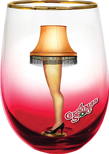 Spoontiques Leg Lamp Stemless Glass, 20 oz, Red