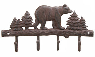 Upper Deck Cast Iron Bear Wall Key Rack Holder 4 Hooks Coat Hook Home Decor