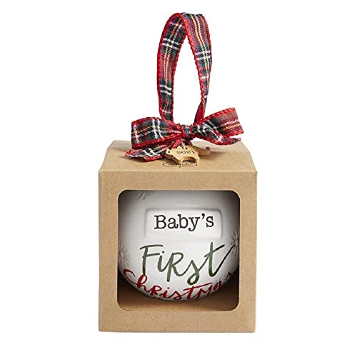 Mud Pie Ceramic Christmas Ball Ornament, 4.5" x 4",Baby's First Christmas