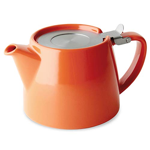 FORLIFE Stump Teapot with SLS Lid and Infuser, 18-Ounce, Carrot