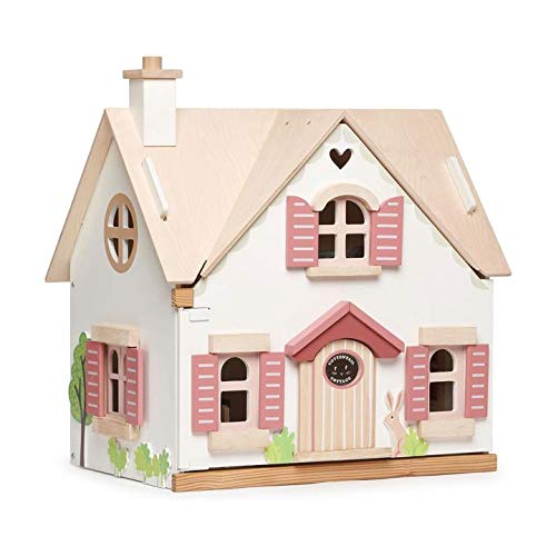 Tender Leaf Toys - Cottontail Cottage Furnished 18.7" Tall Countryside Cottage Pretend Play Doll House for Age 3+