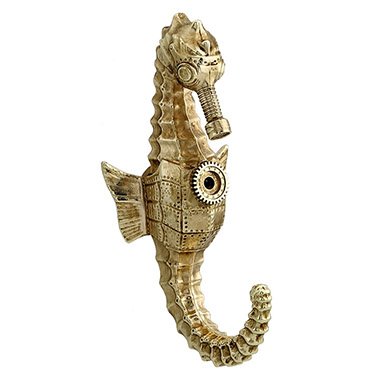 Unicorn Studios AT09041AF Steampunk Seahorse Single Wall Hook, Antique Gold