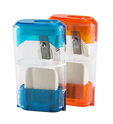 Baumgartens Single-Hole Trap Door Eraser Manual Pencil Sharpener, Assorted