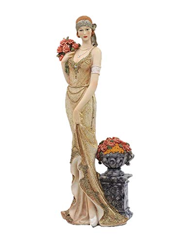 Comfy Hour Glamour Elegance Victorian Style Lady Collection Luxury Lady with Flower Resin Art Figurine, 13-inch Height
