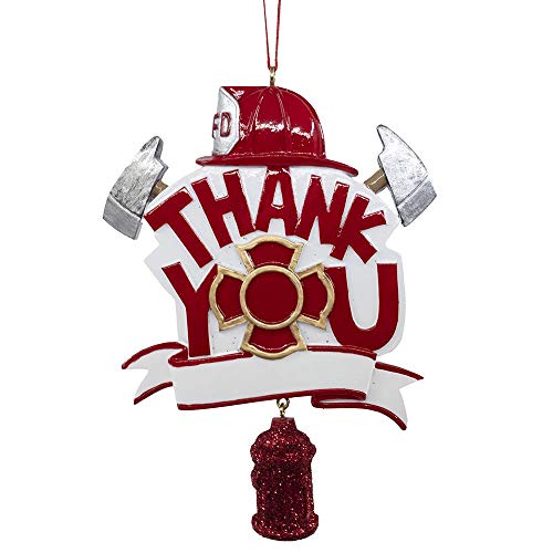 Kurt Adler A2021 Thank You Fireman Hanging Ornament for Personalization, 4-inch Height, Resin