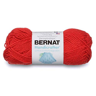 Spinrite Yarns (CA) Bernat Handicrafter Cotton Solids Yarn - (4) Medium Gauge 100% Cotton - 1.75oz - Red - Machine Wash & Dry