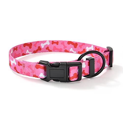 Mile High Life | Dog Collar | Cute Patterns | Soft Smooth Fabric | Small/Medium/Large (A-Pink Bone, Large)