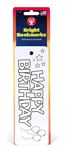Hygloss Products Happy Birthday Bookmarks - White Bookmark with ‚ÄúHappy Birthday‚Äù on The Front - Fun to Personalize - Make Reading Fun - 2‚Äù x 6‚Äù - 25 Pack