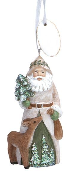 Cape Shore Christmas Resin Ornament, Lodge Santa with Tag, Holiday Tree Decoration, Home Collection