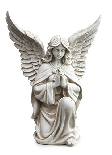 Napco 11299 Praying Angel in Kneeling Pose Garden Statue, 13.25"