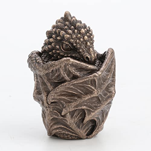 Unicorn Studio Veronese Design 3 1/2" Baby Dragon Resin Figurine Secret Stash Box Cast Bronze Finish