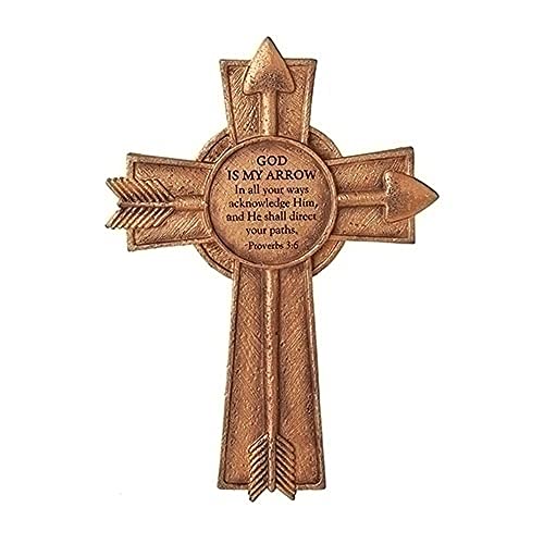 Roman 16754 God is My Arrow Wall Cross, 8.5-inch Height, Resin and Stone Mix