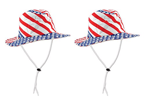 Beistle S60768-RWBAZ2 Patriotic Flag Hats, Red/White/Blue