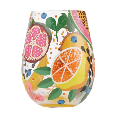 Enesco Lolita Tropical Fruit Stemless Glass, 4.53 Inch, Multicolor, 20 oz