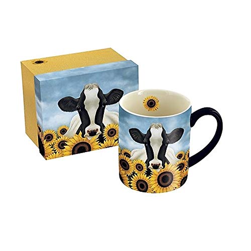 Lang Surrounded By Sunflowers Mug by Lowell Herrero, 14 oz, Multicolored