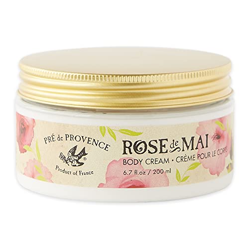 European Soaps Pre de Provence Body Cream to Alleviate & Help Heal Parched Skin to Soothe and Hydrate with Shea Butter, Sesame Seed Oil, Vitamin E & Botanical Rose Blend Fragrance (6.79 fl oz) Mai