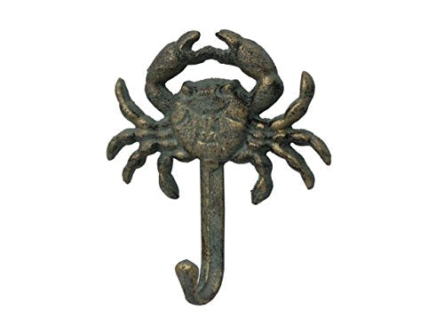 Hampton Iron Cast Iron Wall Mounted Crab Hook, 5", Rustic Bronze