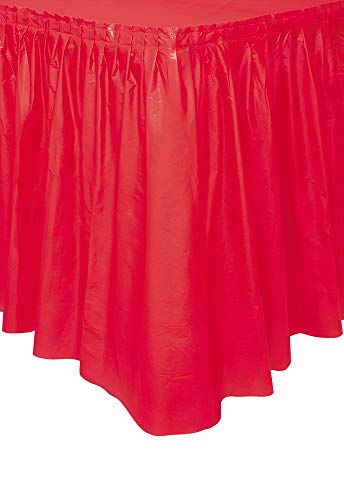 Unique Industries Red Plastic Table Skirt, 29" x 14ft.