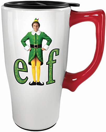 Spoontiques 12816 Elf Ceramic Travel Mug, 18 ounces, White