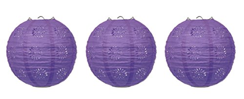 Beistle 3 Piece 8" Lace Paper Lanterns, Purple