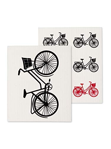 Abbott Collection  84-ASD-AB-15 S/2 Bicycle Dish Cloth-6.5x8 L, Multi-Color