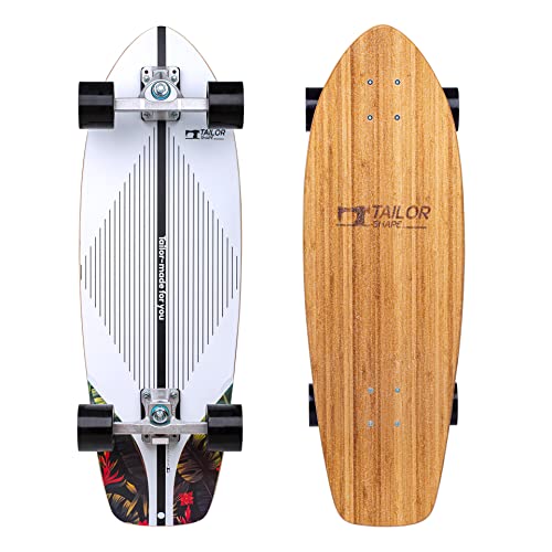 TailorShape KERAMAS Surf Skateboard | 30.25" Bamboo and Canadian Maple SurfSkate Surf Trainer, for Cruising and Carving (30.25" KERAMAS, Bamaboo)