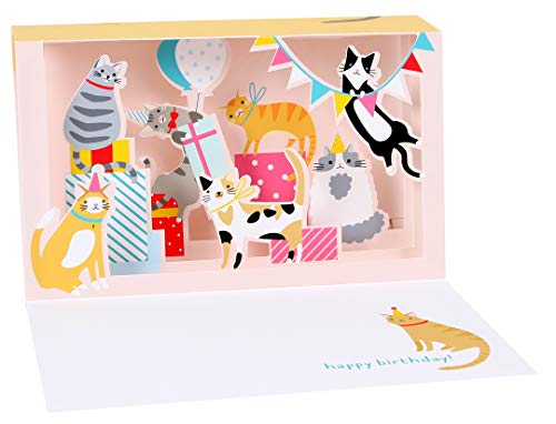 Up With Paper LED Delighted Shadowbox Card - Cat Party