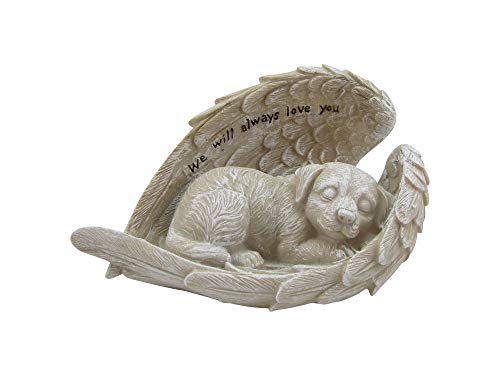 Comfy Hour Loving Memory Collection Resin Dog in Angel Wing Pet Statue (We Will Always Love You) - in Memory of My Best Friend Bereavement