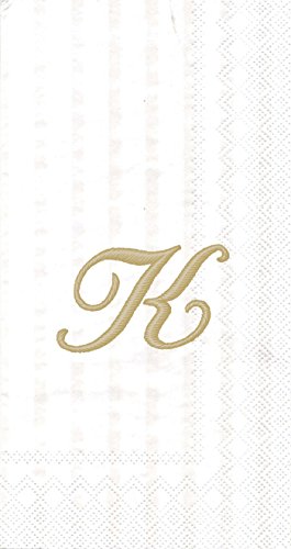 Boston International IHR 3-Ply Paper Napkins, 16-Count Guest Size, Monogram K