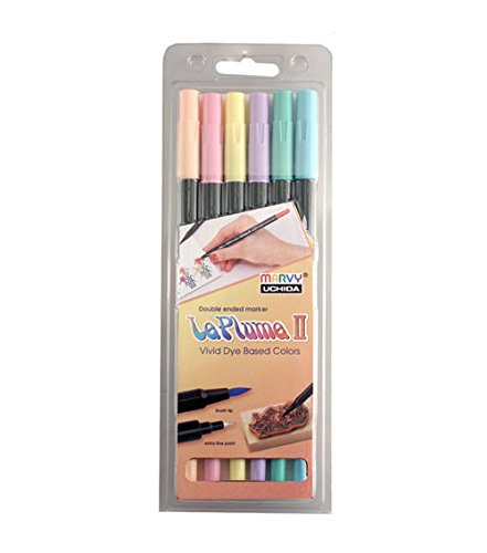 Uchida Le Plume II Dual-Tipped Markers - Pastel Set - 6 Pieces