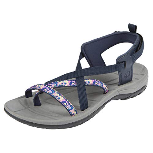 Northside USA Womens Covina Sport Open Toe Strap Sandal, Navy/Multi, 6 M US