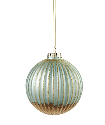 Giftcraft 681478 Christmas Dual Tone Textured Ball Ornament, 3.75 inch, Glass